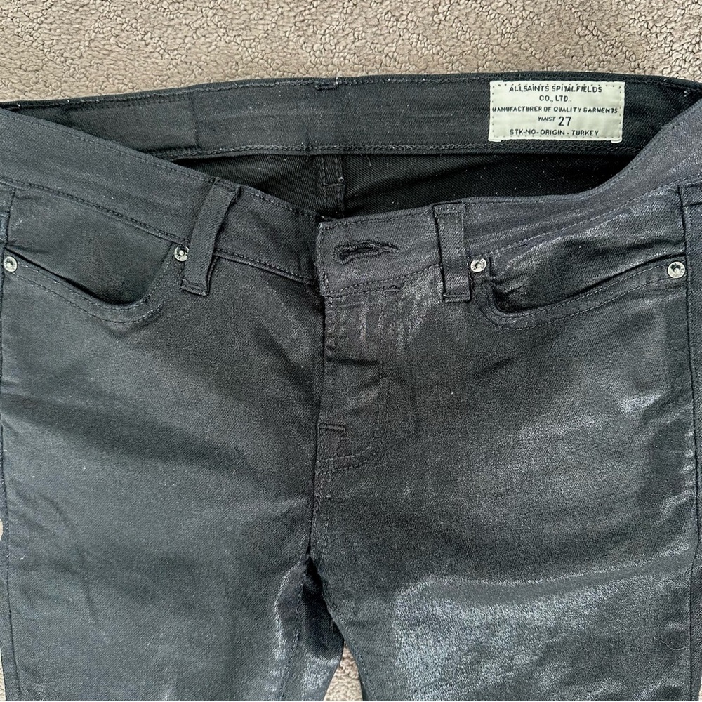 Allsaints ✨ Black Shiny Waxed Skinny Jeans